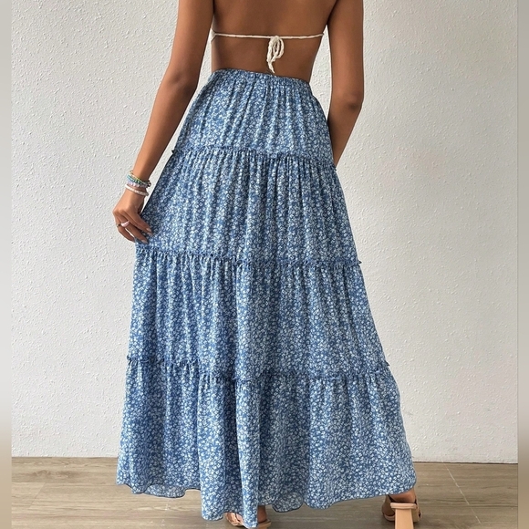 Blue Floral Maxi Skirt - Picture 3 of 5